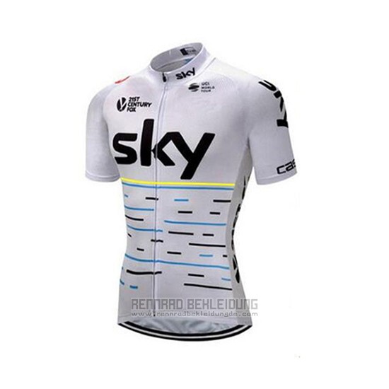 2018 Fahrradbekleidung Sky Wei und Gelb Trikot Kurzarm und Tragerhose - zum Schließen ins Bild klicken